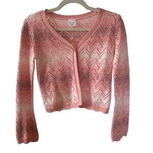 Abercrombie Pink Ombré Chevron Knit Cardigan Sweater- Kids 11/12 W XS Coquette